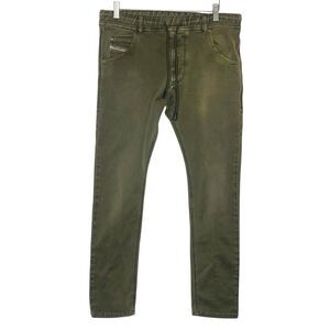Diesel KROOLEY-NE Jeans Men’s 28 Green Brown Drawstring Slash Pockets Zip Fly